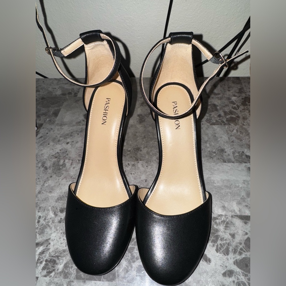 Pashion Footwear Black Ankle Strap Heels HARDLY WORN!